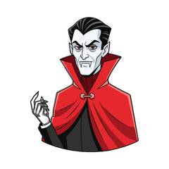 Classic Vampire Character in Red Cape.
