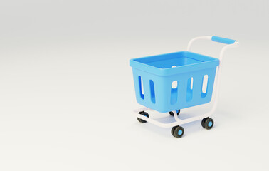 Shopping cart basket 3D e-commerce supermarket consumption