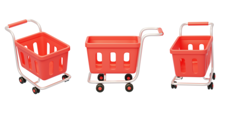 Shopping cart basket 3D e-commerce supermarket consumption
