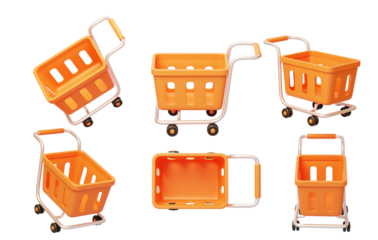 Shopping cart basket 3D e-commerce supermarket consumption