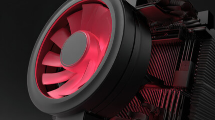 dust-clogged fan beside overheating heatsink glowing red fins maintenance needed scene illustration concept scene visual for commercial design use high detail quality stock image illustration concept 