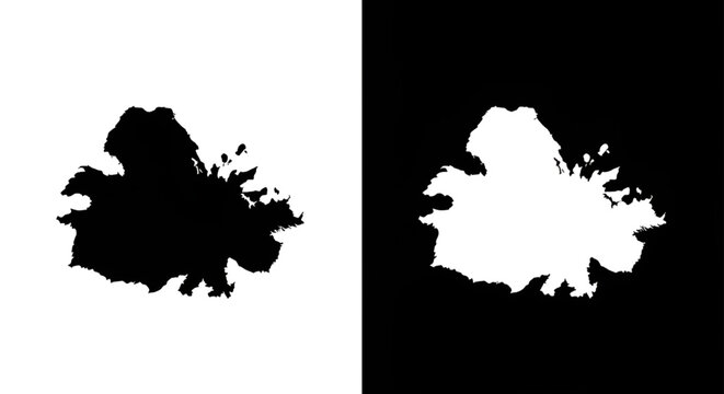 Minimalist Inverse Map Icons of Antigua and Barbuda for Infographic and Educational Design