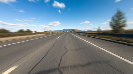 pov motion blured empty highway