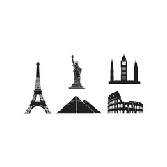 Obraz premium Famous Monument Outline Silhouettes Vector for Travel, Architecture, and Cultural Heritage Concepts