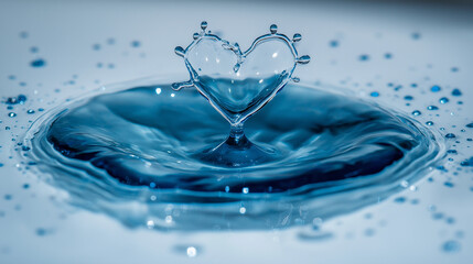 Water conservation. Heart shaped water droplet