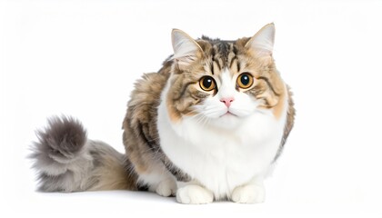 Fototapeta premium Very Cute Cat Sitting on White Background