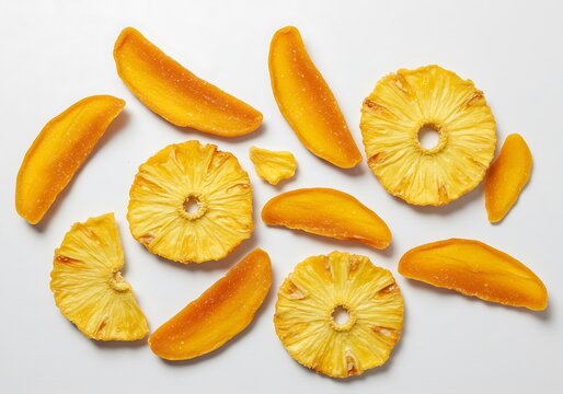 Dried pineapple and mango slices