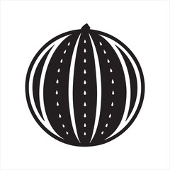 Modern illustration of watermelon in a simple black silhouette style for design and web purposes