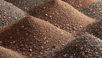 Piles of various colored gravel