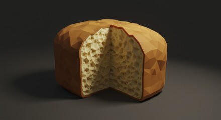Low-Poly Bread Slice with Detailed Interior Texture