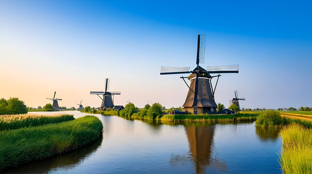 kinderdijk - dutch windmills in the netherlands