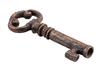Antique key, ornate handle, rusty finish