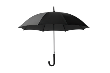 Black umbrella, two-toned design, against black background