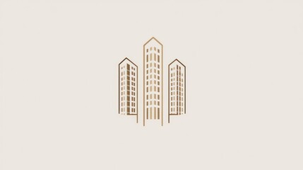 Fototapeta premium Sleek line logo of a corporate office building, minimalist design