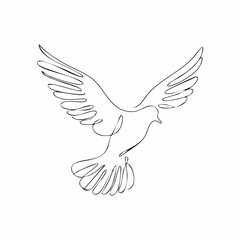 Obraz premium Flying dove holding an olive branch as a sign of peace line art vector 3
