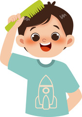 Kid combing hair 
