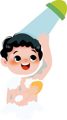 Kid make a shower illustration