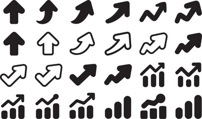 Arrow and Graph Collection Isolated on Transparent Background Business Concept