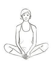 女性の合蹠のポーズ　ヨガ