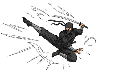 Ninja Warrior Performing Signature Shuriken Throw

