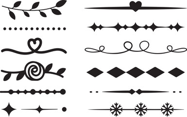 Fototapeta premium Decorative Divider Silhouette Collection Isolated on Transparent Background