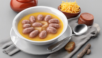 Top View of Hearty Soup with Potato and Sausage - Super HD - Smoother Version
