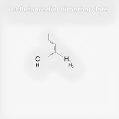 1,4-Butanediol dimethacrylate skeletal structure. Methacrylate Ester compound schematic illustration. Simple diagram, chemical formula.