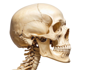 Side View Cracked Skull PNG – Anatomical Human Skull Transparent Background