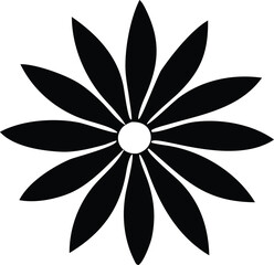 Simple black daisy flower emblem decorative element for design projects natural beauty and floral motifs