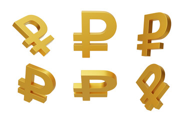 Obraz premium Financial Russian ruble symbol commemorative coin 3D