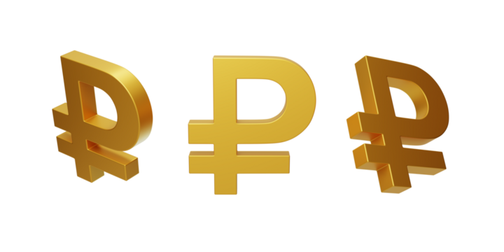 Financial Russian ruble symbol commemorative coin 3D