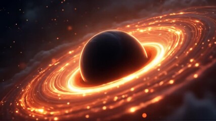 Mesmerizing Simulation of a Black Hole with Glowing Accretion Disk in Deep Space, Nebula - Powered by Adobe