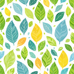 Seamless pattern of leaves in many colors
1