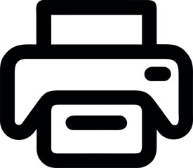 Fototapeta premium A minimalist black outline printer icon representing office equipment and digital document printing. A simple, modern symbol for technology and peripherals