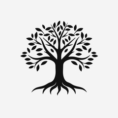 Fototapeta premium Majestic detailed tree, a symbol of life and growth, in silhouette