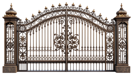 Ornate Wrought Iron Gate Isolated on Transparent Background