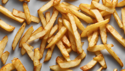 Delicious Spicy Fries on Clean Minimalist Surface - HDR - Vibrant Colors