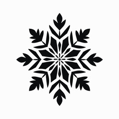 Obraz premium Stylish intricate snowflake design isolated against white backdrop, a vector silhouette
