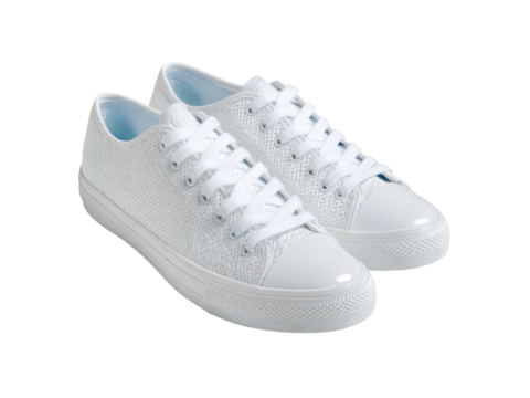 White knit canvas sneakers casual comfortable footwear, Isolated On White Background, Png Transparent