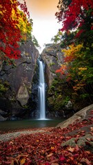 Autumn Waterfall in Gorge