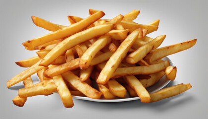 Fried Spicy Potatoes on White Studio Background - HD - Vibrant Colors