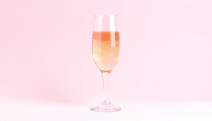 A Single Flute of Sparkling Ros? Champagne on a Minimalist Pink Background