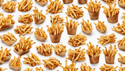 Fried Spicy Potatoes on White Studio Background - Ultra HD - Brightened