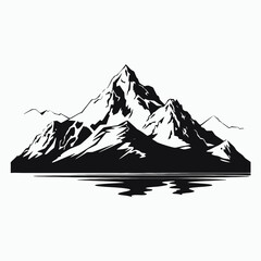 Majestic alpine peaks mirroring below creating a captivating mountain range silhouette