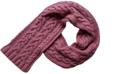 Pink Knit Scarf with Cable Pattern