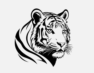 Tiger Silhouette digital Art, Intricate Powerful and Ready for Print or Web, Sharp Details. Strong Identity. Timeless Design, Symbolize Strength, Courage, Logo, and Leadershi 