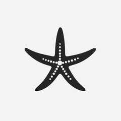 Fototapeta premium Simplistic ocean star with dotted pattern in graphic black starfish silhouette