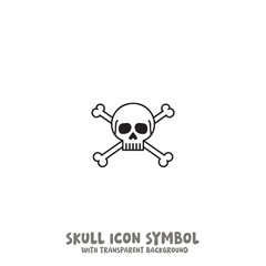Skull and Bone Icon Symbol Vector Illustration in Black and White