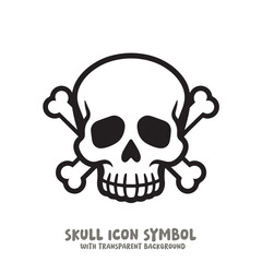 Skull and Bone Icon Symbol Vector Illustration in Black and White