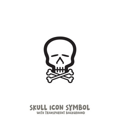 Skull and Bone Icon Symbol Vector Illustration in Black and White